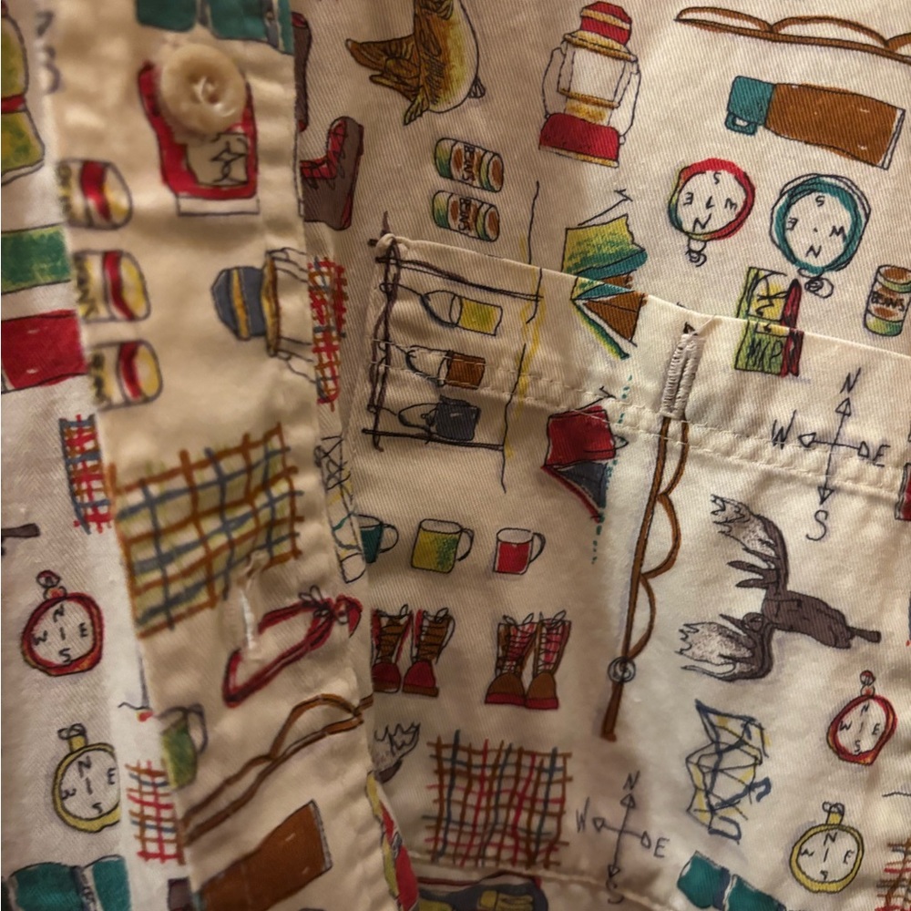 Vintage Barn Fly camping print Men's Multicolor Shirt short sleeve Small - Picture 2 of 4